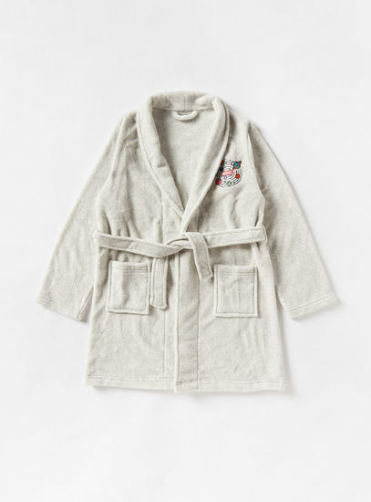 Marvel Embroidered Robe with Long Sleeves and Belt Tie-Up