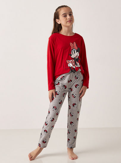 Minnie Mouse Print Long Sleeves T-shirt and Pyjama Set