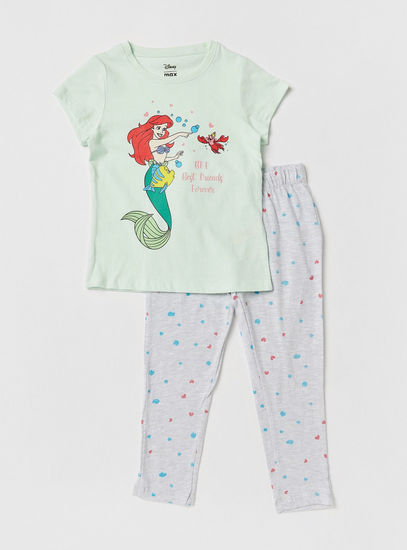 Ariel Print Short Sleeves T-shirt and Elasticated Pyjama Set