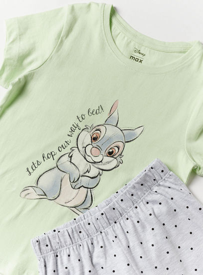 Thumper Print Round Neck T-shirt and Pyjama Set