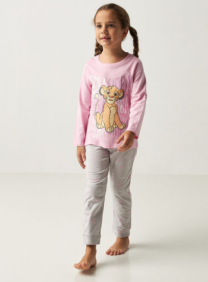 Simba Print Long Sleeves T-shirt and Pyjama Set