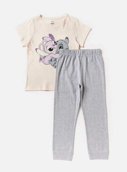 Angel and Stitch Print Pyjama Set