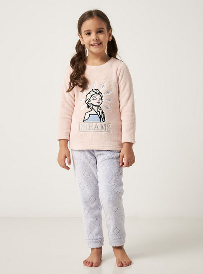 Elsa Embroidered Long Sleeves T-shirt and Pyjama Set