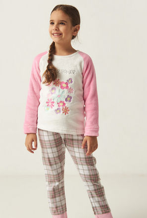Embroidered Long Sleeve T-shirt and Pyjama Set