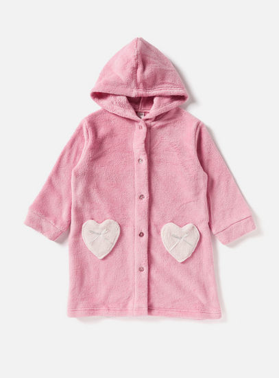 Heart Applique Robe with Hood