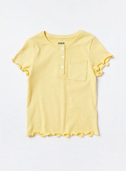 Polka Dot Print Short Sleeves T-shirt and Pyjama Shorts Set