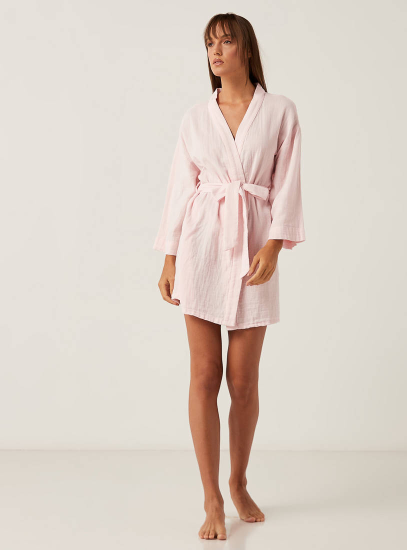 Solid Robe with Tie-Ups and Long Sleeves-Robes & Onesies-image-0
