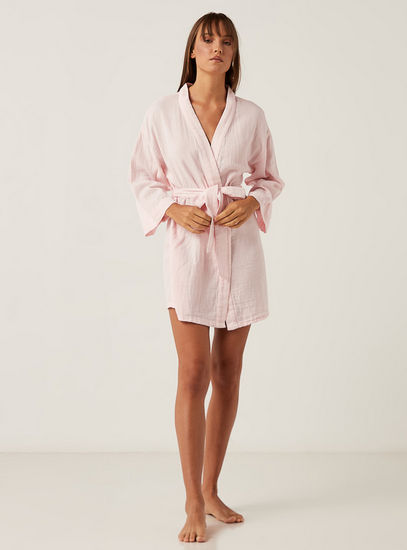 Solid Robe with Tie-Ups and Long Sleeves-Robes & Onesies-image-1