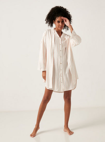 Striped Long Sleeves Robe-Robes & Onesies-image-1