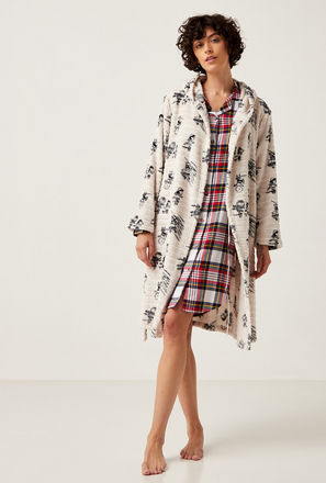 Snoopy Textured Robe with Long Sleeves and Belt Tie-Ups