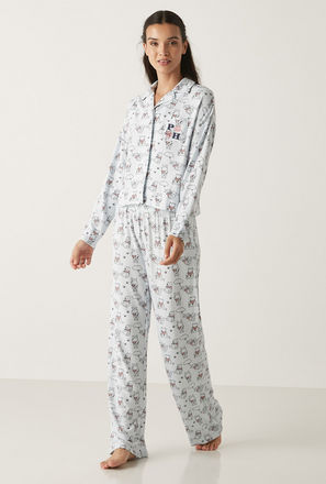 All Over Winnie the Pooh Print Shirt and Pyjama Set-mxwomen-clothing-nightwear-pjsets-3