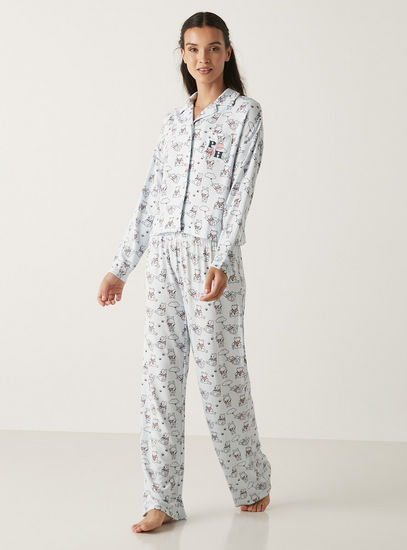 All Over Winnie the Pooh Print Shirt and Pyjama Set-Pyjama Sets-image-0