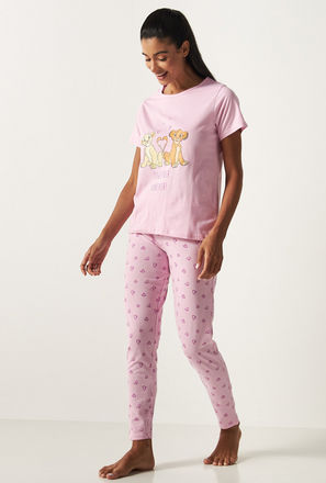 The Lion King Print Short Sleeve T-shirt and Pyjama Set