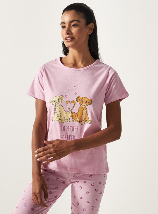 The Lion King Print Short Sleeve T-shirt and Pyjama Set