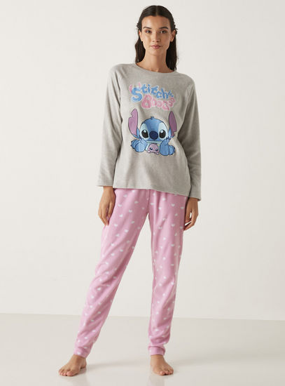 Printed Raglan Sleeves T-shirt and Pyjama Set-Pyjama Sets-image-0