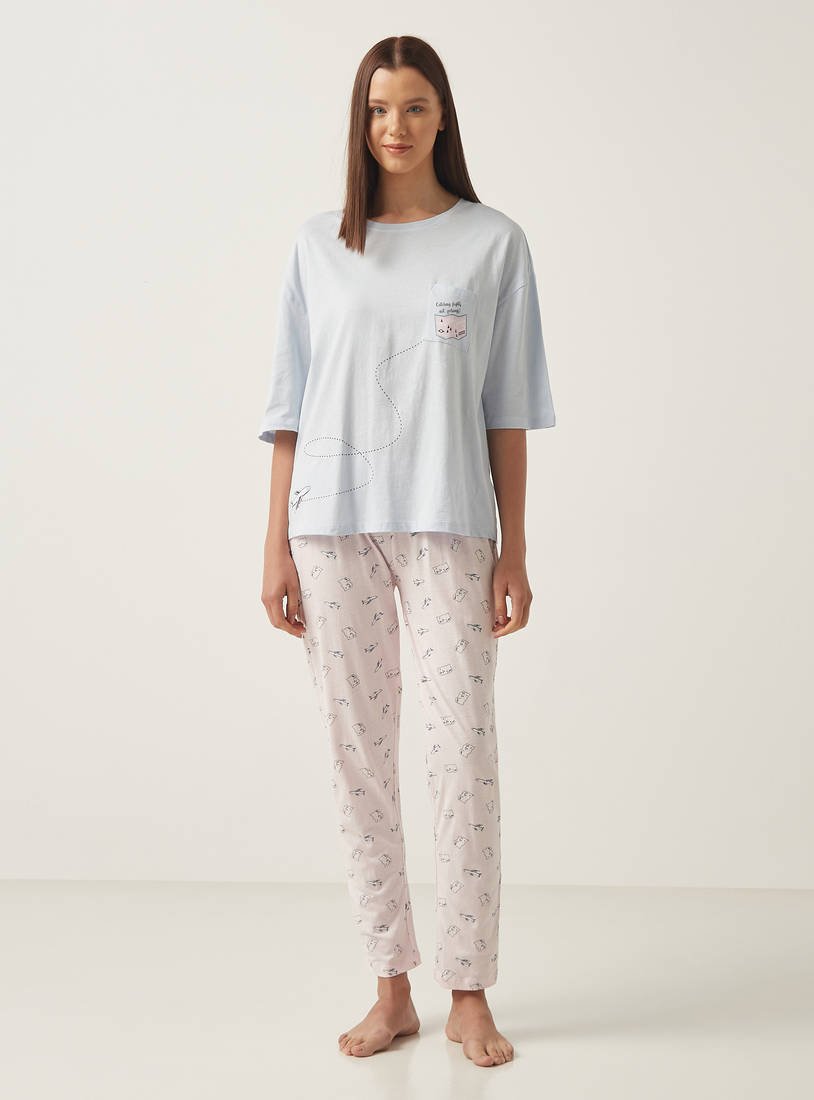 Printed Pyjama Set-Sleepshirts & Gowns-image-0
