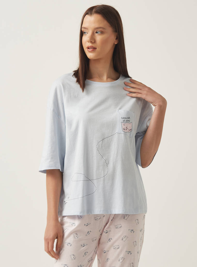 Printed Pyjama Set-Sleepshirts & Gowns-image-1