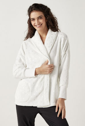All Over Foil Print Robe with Long Sleeves