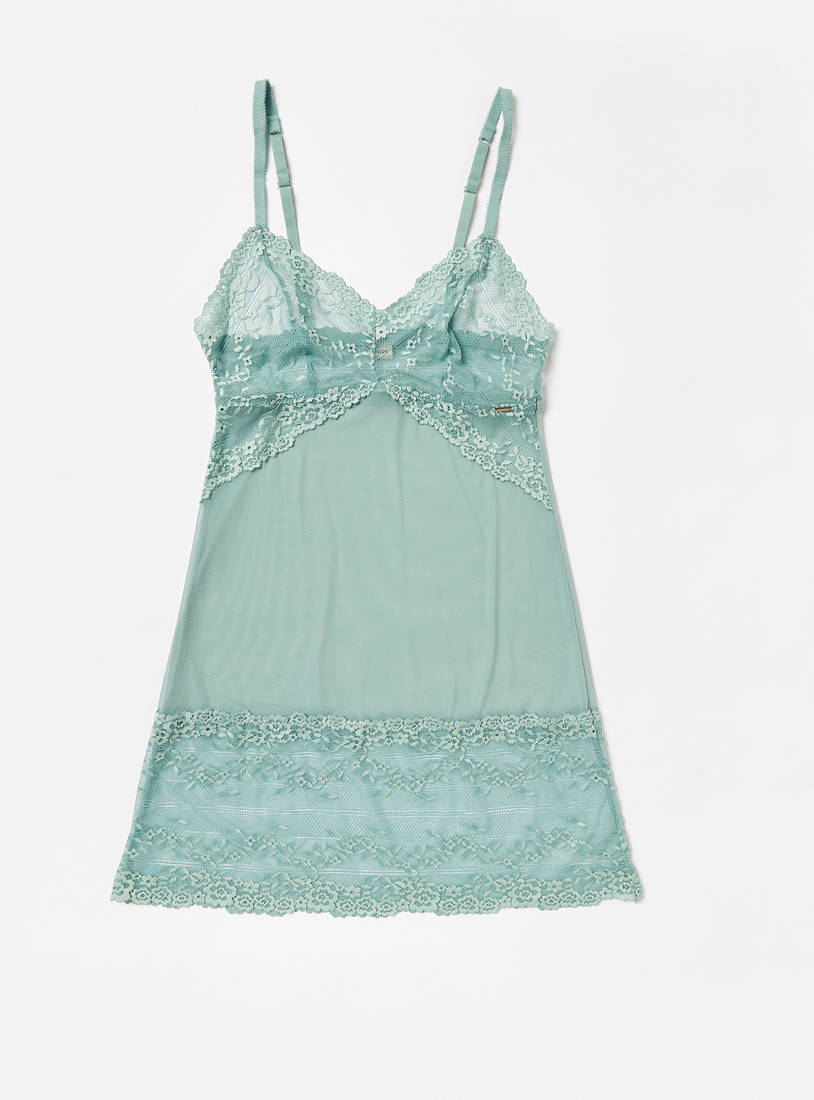 Lace Detail Non-Padded Non-Wired Babydoll with Thongs-Babydolls-image-1