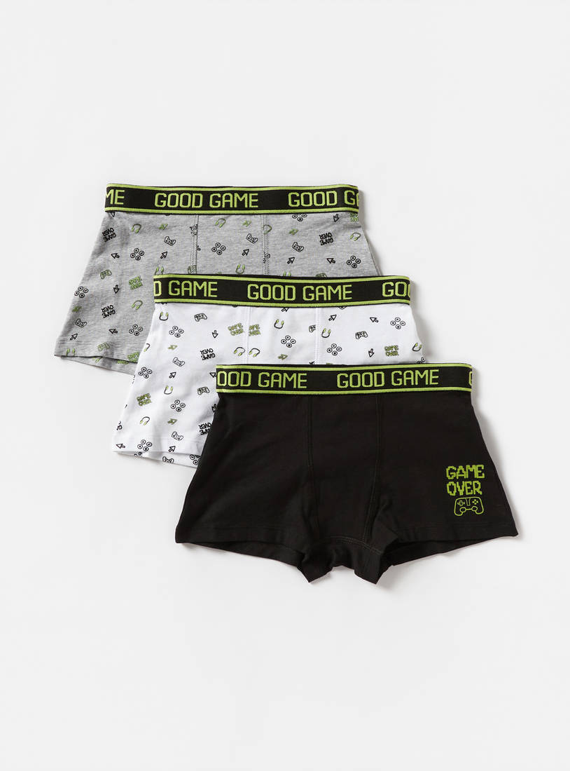 Set of 3 - Printed Trunk with Elasticated Waistband-Briefs-image-0