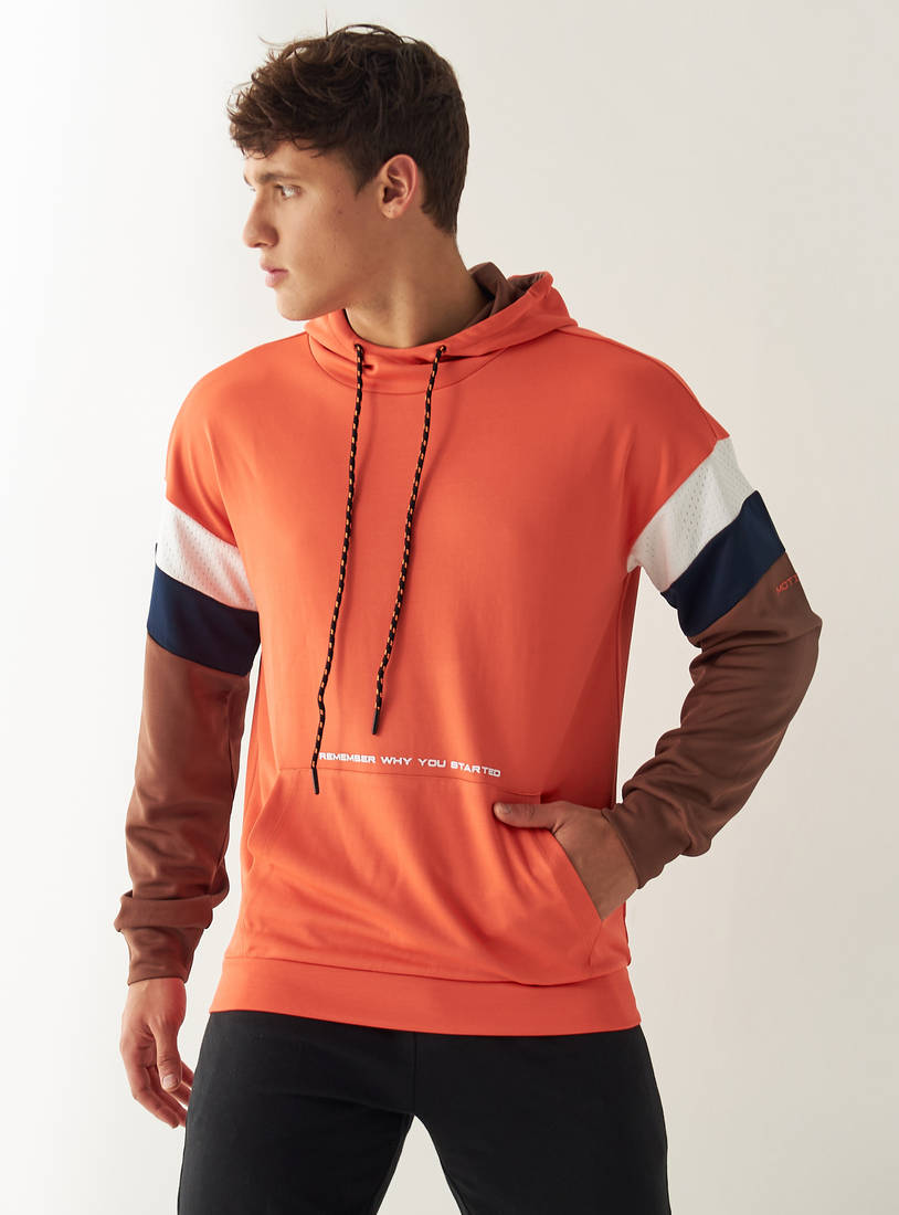 Cut and Sew Sweatshirt with Long Sleeves and Hood-Jackets & Hoodies-image-0