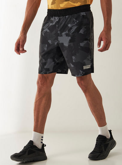 Printed Mid-Rise Shorts with Elasticated Waistband and Pockets-Slim-image-0