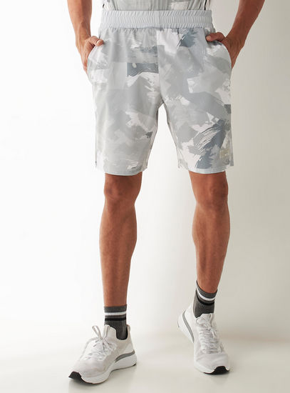 Printed Mid-Rise Shorts with Elasticated Waistband and Pockets-Joggers & Shorts-image-0