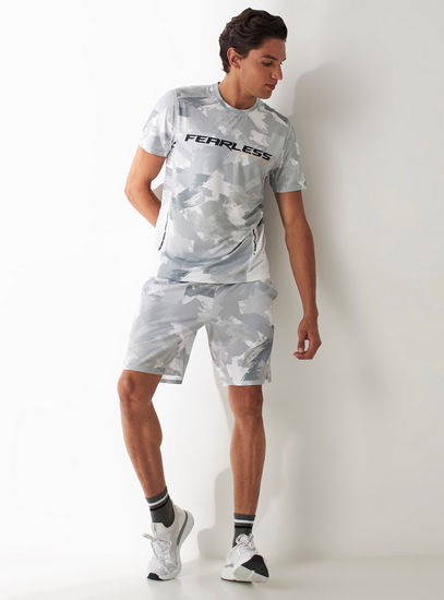 Printed Mid-Rise Shorts with Elasticated Waistband and Pockets-Joggers & Shorts-image-1