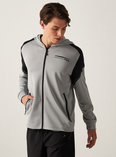 Solid Zip Through Jacket with Hood and Long Sleeves-Jackets & Hoodies-image-0