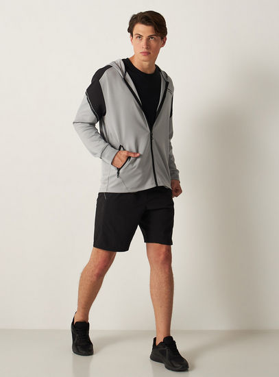 Solid Zip Through Jacket with Hood and Long Sleeves
