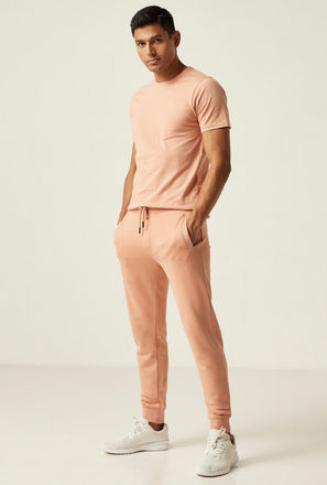 Solid Anti-Pilling Joggers with Drawstring Closure and Pockets
