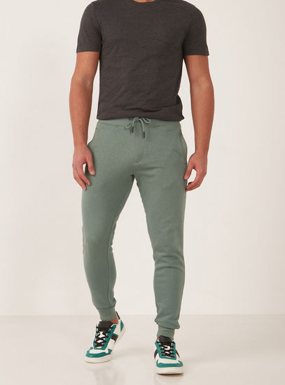 Solid Anti-Pilling Joggers with Drawstring Closure and Pockets