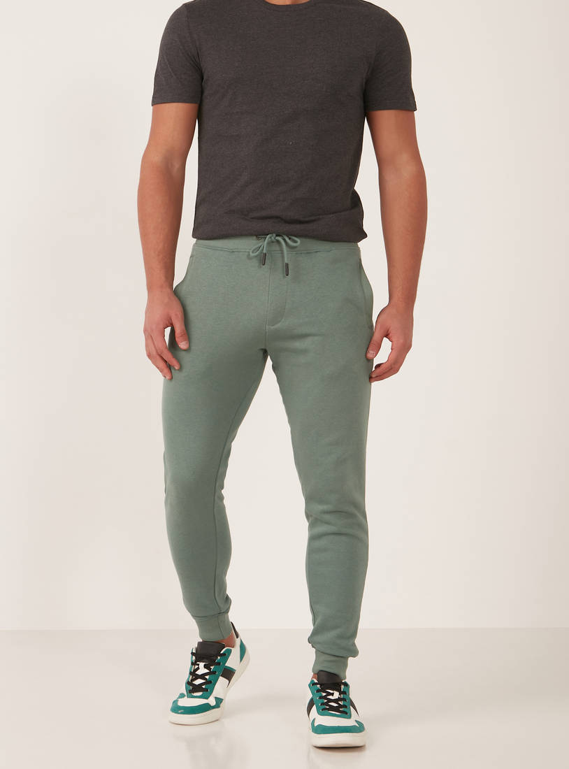 Solid Anti-Pilling Joggers with Drawstring Closure and Pockets-Joggers-image-0