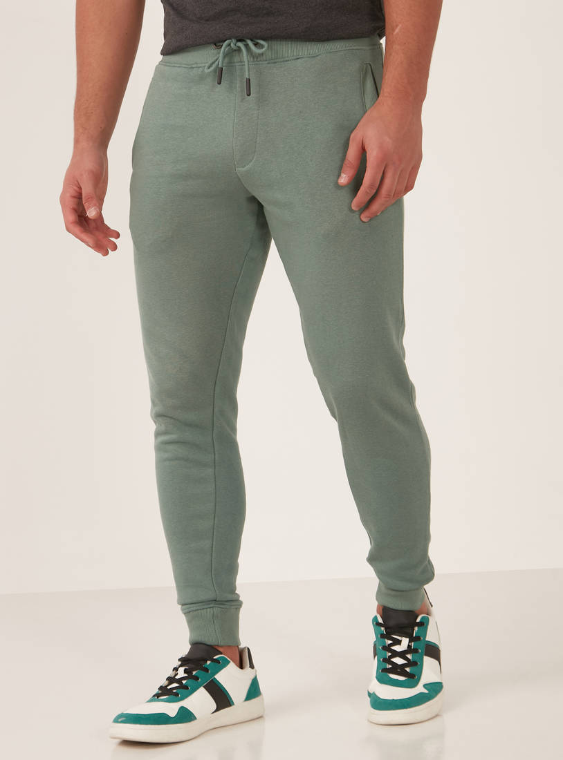 Solid Anti-Pilling Joggers with Drawstring Closure and Pockets-Joggers-image-1