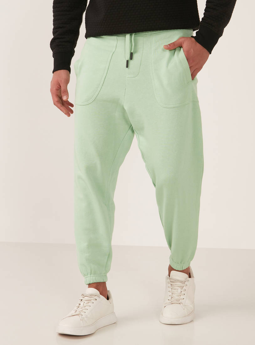 Solid Joggers with Drawstring Closure and Pockets-Joggers-image-0