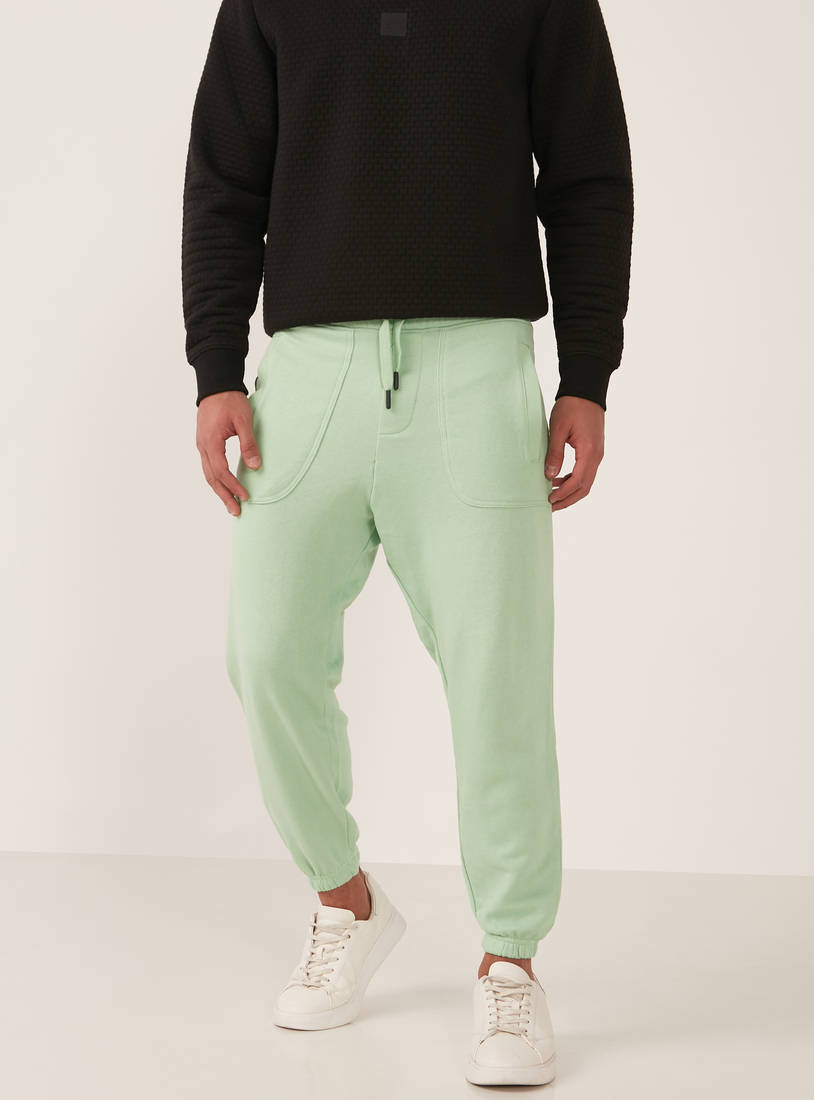 Solid Joggers with Drawstring Closure and Pockets-Joggers-image-1