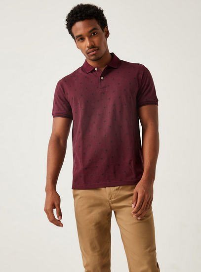 Printed Polo T-shirt with Short Sleeves and Button Closure
