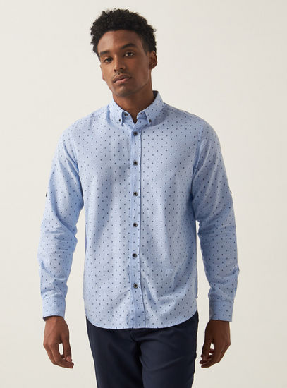 Printed Long Sleeves Shirt with Button-Down Collar-Shirts-image-0
