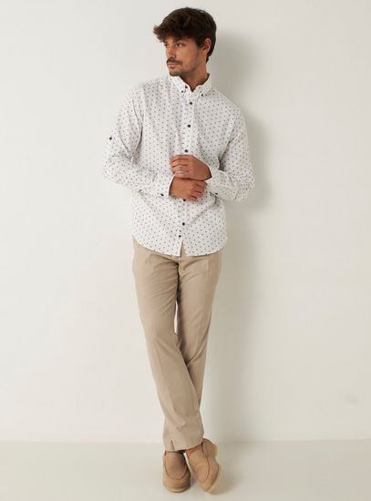 Printed Slim Fit Shirt with Button Down Collar 