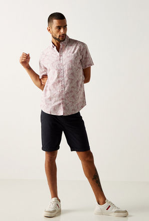 All Over Print Shirt with Short Sleeves and Button Closure