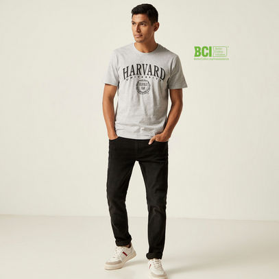 Harvard Print BCI Cotton Crew Neck T-shirt with Short Sleeves