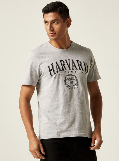 Harvard Print BCI Cotton Crew Neck T-shirt with Short Sleeves