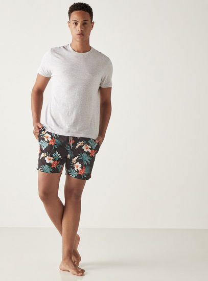 Tropical Print Shorts with Drawstring Closure and Pockets-Shorts-image-1