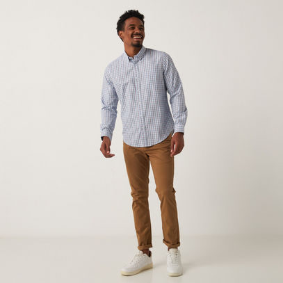 Checked Regular Fit Shirt with Button Down Collar