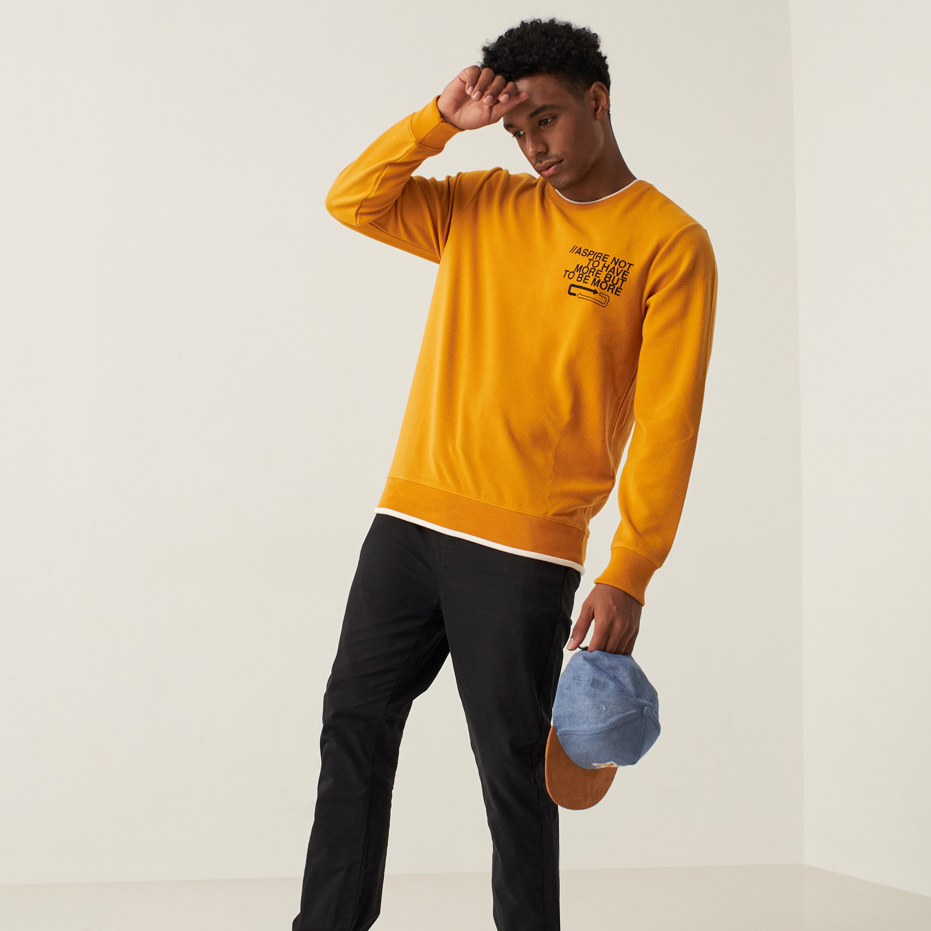 Shop Textured Crew Neck Sweatshirt with 