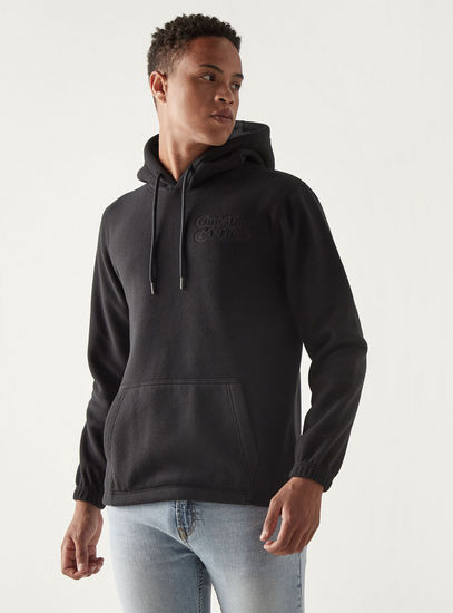Solid Long Sleeves Sweatshirt with Hood and Kangaroo Pocket