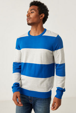 Colour Block Sweater with Long Sleeves and Crew Neck-mxmen-clothing-cardigansandsweaters-0