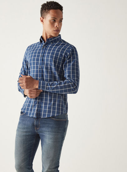 Checked Shirt with Long Sleeves and Pocket