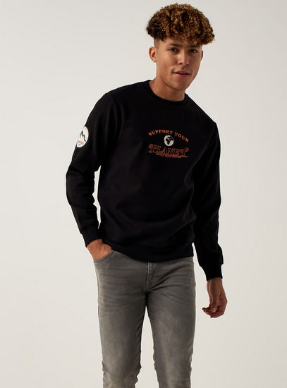 Printed Sweatshirt with Round Neck and Long Sleeves