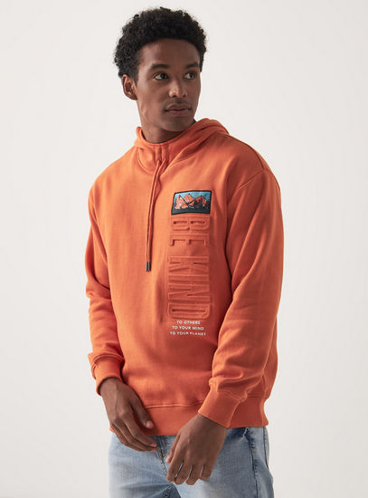 Embossed Sweatshirt with Hood and Long Sleeves
